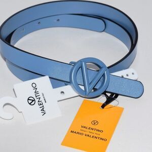 VALENTINO by Mario Valentino Baby Leather Belt in Blue NWT $300